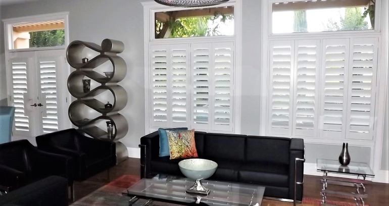 Fort Myers DIY shutters in living room.