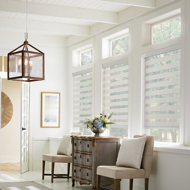 Transitional shades in a Fort Myers living room