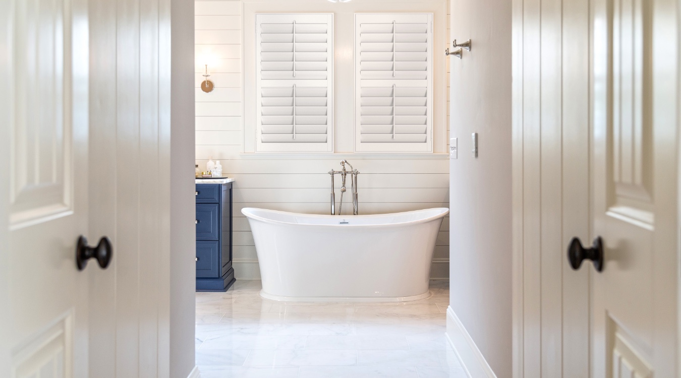 Plantation shutters in Naples bathroom